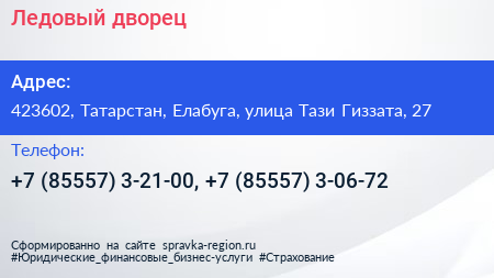 Ледовый дворец - визитка