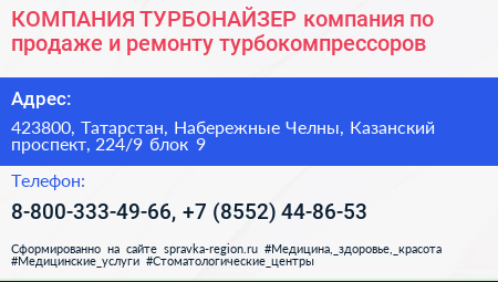 КОМПАНИЯ ТУРБОНАЙЗЕР компания по продаже и ремонту турбокомпрессоров - визитка