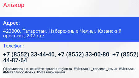 Алькор - визитка