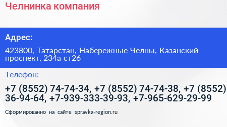 Челнинка компания - визитка