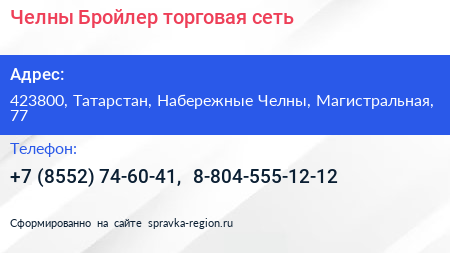 Челны Бройлер торговая сеть - визитка