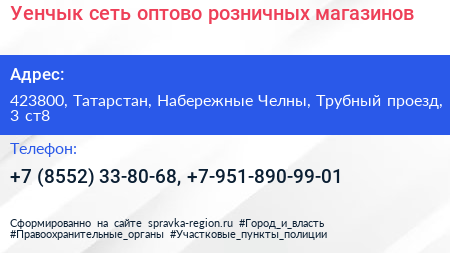 Уенчык сеть оптово розничных магазинов - визитка