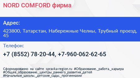 NORD COMFORD фирма - визитка