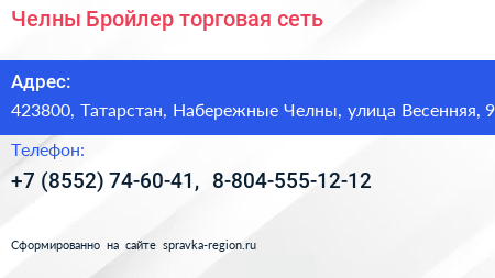 Челны Бройлер торговая сеть - визитка