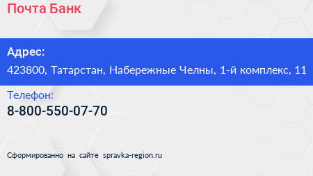 Нажмите, чтобы скачать визитку Почта Банк - визитка