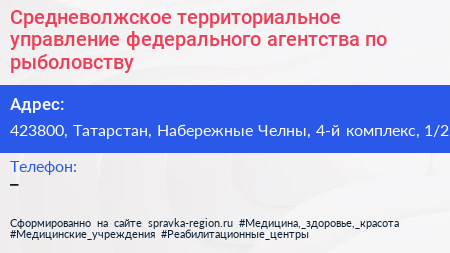 Средневолжское территориальное управление федерального агентства по рыболовству - визитка