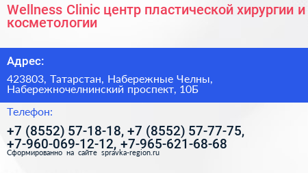 Wellness Clinic центр пластической хирургии и косметологии - визитка