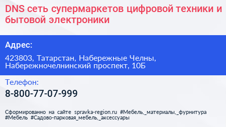 DNS сеть супермаркетов цифровой техники и бытовой электроники - визитка