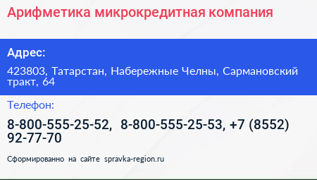 Арифметика микрокредитная компания - визитка