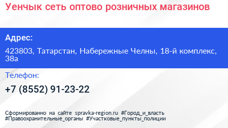Уенчык сеть оптово розничных магазинов - визитка