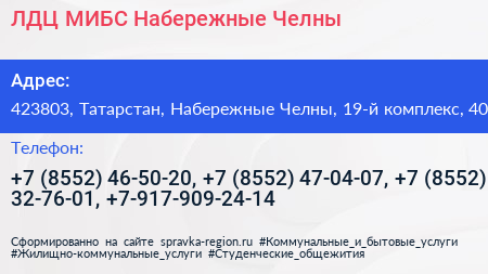 ЛДЦ МИБС Набережные Челны - визитка