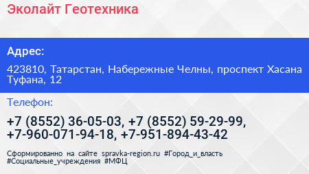 Эколайт Геотехника - визитка