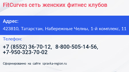 FitCurves сеть женских фитнес клубов - визитка