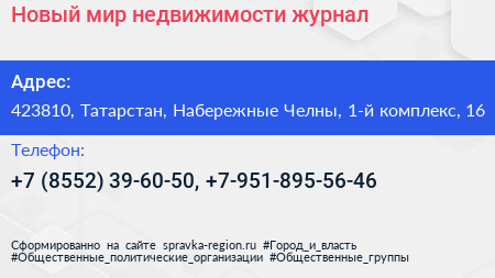 Новый мир недвижимости журнал - визитка