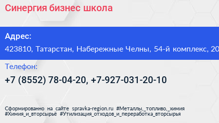 Синергия бизнес школа - визитка