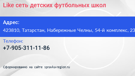 Like сеть детских футбольных школ - визитка