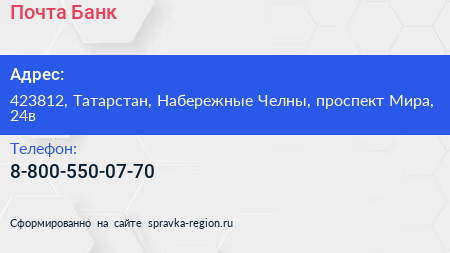 Нажмите, чтобы скачать визитку Почта Банк - визитка