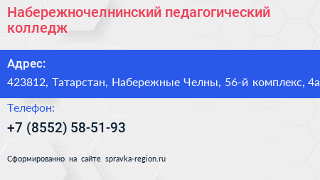 Набережночелнинский педагогический колледж - визитка
