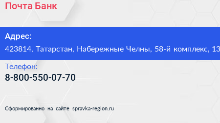 Нажмите, чтобы скачать визитку Почта Банк - визитка
