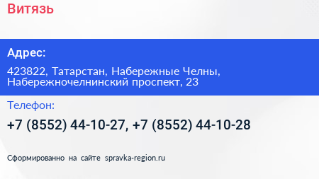 Витязь - визитка