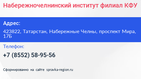 Набережночелнинский институт филиал КФУ - визитка