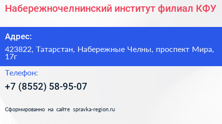 Набережночелнинский институт филиал КФУ - визитка