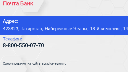 Нажмите, чтобы скачать визитку Почта Банк - визитка