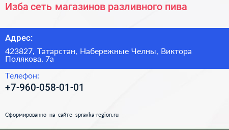 Изба сеть магазинов разливного пива - визитка