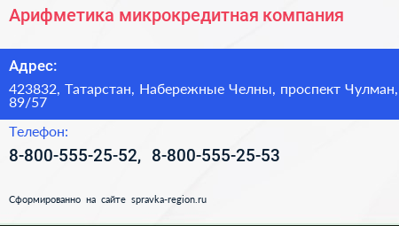 Арифметика микрокредитная компания - визитка