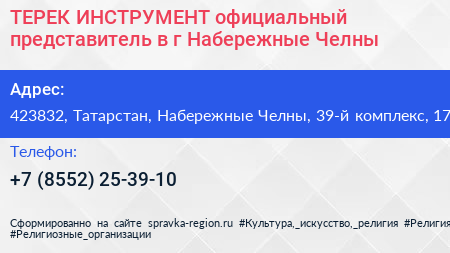 ТЕРЕК ИНСТРУМЕНТ официальный представитель в г Набережные Челны - визитка