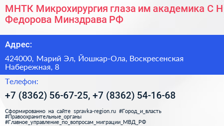МНТК Микрохирургия глаза им академика С Н Федорова Минздрава РФ - визитка