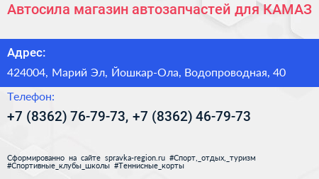 Автосила магазин автозапчастей для КАМАЗ - визитка