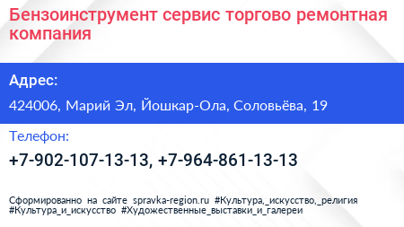 Бензоинструмент сервис торгово ремонтная компания - визитка