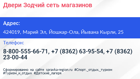 Двери Зодчий сеть магазинов - визитка