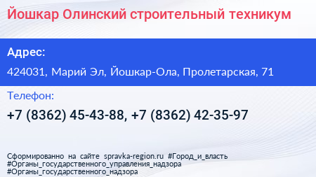 Йошкар Олинский строительный техникум - визитка