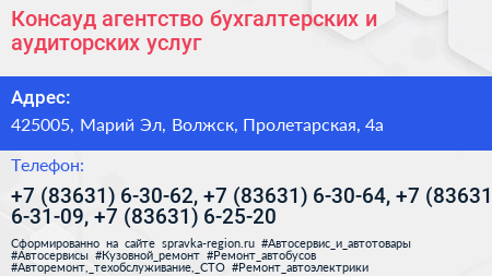 Консауд агентство бухгалтерских и аудиторских услуг - визитка