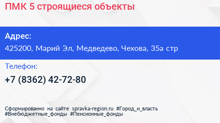 ПМК 5 строящиеся объекты - визитка
