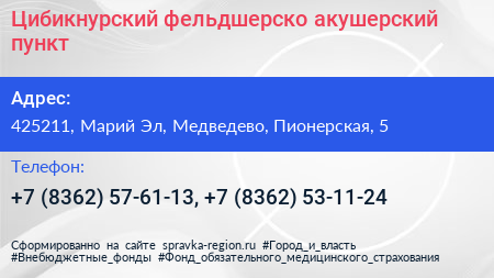 Цибикнурский фельдшерско акушерский пункт - визитка