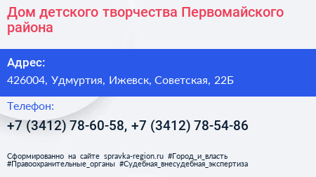 Дом детского творчества Первомайского района - визитка