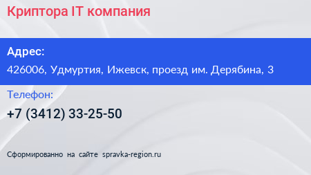 Криптора IT компания - визитка