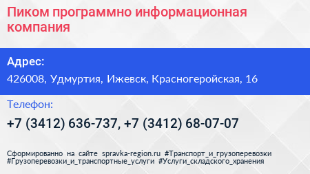 Пиком программно информационная компания - визитка