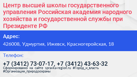 Центр высшей школы государственного управления Российская академия народного хозяйства и государственной службы при Президенте РФ - визитка