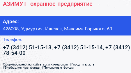 АЗИМУТ+ охранное предприятие - визитка