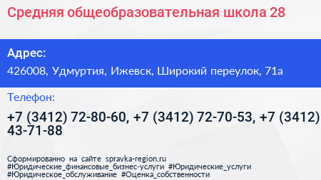 Средняя общеобразовательная школа 28 - визитка