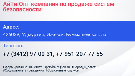 АйТи Опт компания по продаже систем безопасности - визитка
