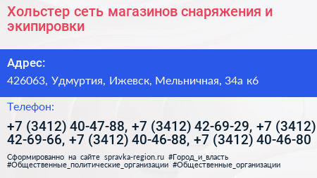 Хольстер сеть магазинов снаряжения и экипировки - визитка