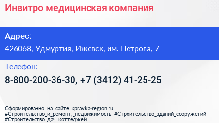 Инвитро медицинская компания - визитка