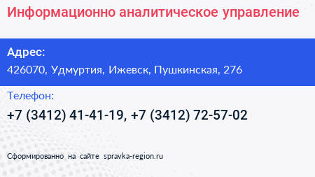 Информационно аналитическое управление - визитка