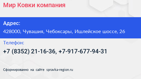 Мир Ковки компания - визитка