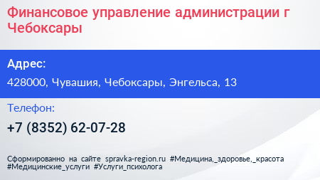 Финансовое управление администрации г Чебоксары - визитка